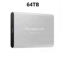 SSD 외장하드 휴대용 최신 외장 하드 드라이브 1TB 2TB 4TB 16TB c타입 USB 30 고속 8TB 저장 디스크 노트북용, Silver 64TB