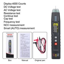 GVDA 펜 타입 디지털 멀티 미터 True RMS 스마트 AC DC 전압 저항 커패시턴스 주파수 테스터 4000 카운트, 01 GD109