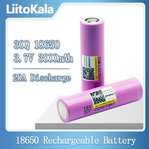 호환용 호완제품 보조 LiitoKala-100% 오리지널 리튬 INR18650 충전용 배터리 3.7V 18650 3000mAh 30Q li-ion, CHINA, 3pcs, 3.3pcs