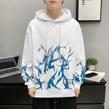 남성 후드티셔츠 남자 긴팔티 가을옷 아웃도어 운동복 레저 프린트 루즈핏 맨투맨 옷잘남 검정 기본