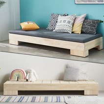 [에타홈] 벨로 뉴송 소나무 평상형 원목 베드벤치, 베드벤치+매트(토퍼)