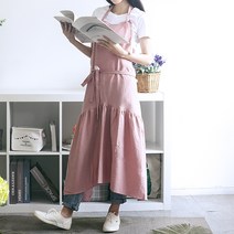 엘제이글로벌 예쁜 면 원피스 앞치마, 이쁜허리앞치마 핑크