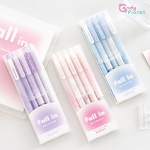 [당일출고] 5개입 젤펜 볼펜 학용품 필기구 0.5mm 0.38mm 선물 고급 노크식 블랙 세트 캔디플래닛, [ET028] 폴인젤팬(핑크)