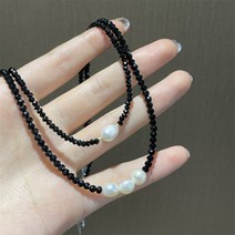 흑수정 천연 진주 목걸이