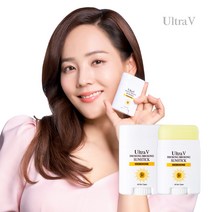 울트라브이 이데베논 뽀송뽀송 선스틱 20g_자극없고 백탁없는 혼합자차 스틱선크림, 2개