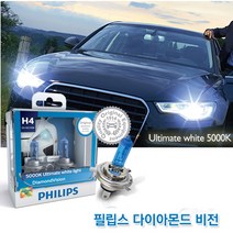 주닉스 (2개1세트)필립스 다이아몬드비젼 백색 차량 할로겐램프 전구 전조등 안개등 h1 h3 h4 h7 h8 880 881 9005 9006 hb3 hb4, 필립스다이아몬드비젼(2개1세트)-H4