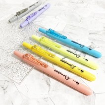 [레이지맨] 파스텔톤 안번지는 빈티지 볼펜식 노크 노크식 똑딱이 형광펜, 라이트그린