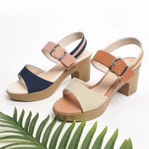 웨지힐 샌들 스트랩 슬링백 구두 2color 여성 여자 샌들힐 통굽