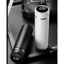 LED 스텐 휴대용 온도조절 차량 분유병 보온 보냉 텀블러 460ml, 화이트