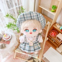 무속성솜인형 20cm 만들기 아이돌인형 DIY 제작, 스켈레톤 20cm로 업그레이드, 미카 롱헤어&하트 + 블루 프래그런트 울 수트
