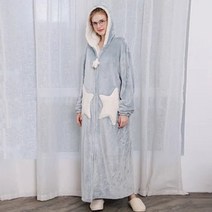 잠옷 여성 가을과 겨울 긴 두꺼운 산호 벨벳 목욕 가운 애호가 플란넬 별 달 Nightdress