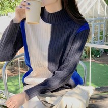 아나카프리 아나카프리 하프 컬러 포인트 모크넥 풀오버 니트_CPG2WPO003M