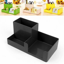 socean 메모 펜 꽂이 문구함 데스크 트레이 3칸 사무용품 정리대 클립 문구통 데스크 보관함 오거나이저 책상 필기