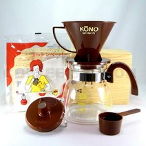 KONO식 코노 커피 사이폰 명문 드리퍼 4인용 세트 컬러 핸들 초콜릿 브라운 MD-40CH