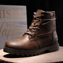 수입안전화 남성용 야외 강철 발가락 충격 방지 안전화 모자 펑크 최상층 암소 가죽 캐터필러 작업 부츠 봄 빅 사이즈 46