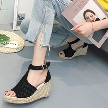 스웨이드 웨지 샌들 여성 샌들 힐샌들 하이힐 슬리퍼