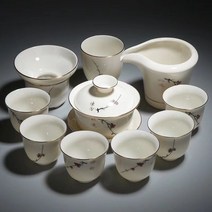 흰색 도자기 다도세트 전통다기세트 찻잔세트 차잔 해외다기세트 시댁인사선물 다기류, 단일사이즈, E