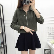 kirahosi 여성 청자켓 데님 크롭 짧은 화이트진 컬러