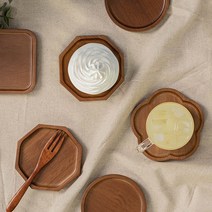원목 컵받침 티코스터 월넛 (4type), 팔각