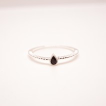 925Silver 블랙큐 물방울 반지