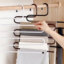 5단바지걸이 논슬립 행거 멀티 다용도 다기능 S형 미끄럼방지 수건 옷장 치마 바지걸이, 블랙