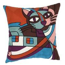 룸빌드 캐릭터 쇼파 자수 쿠션 솜포함 세트, 4) 캣25-1