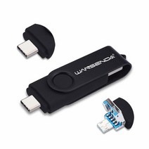 Wansenda 3 in 1 128GB USB 플래시 드라이브 타입 C + 마이크로 USB + USB 3.0 썸 드라이브 삼성 갤럭시 구글 픽셀 모토 LG 및 기타 안드로, Black_128GB