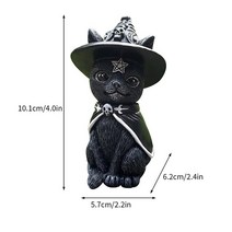 정원 장식 동상 검은 마녀 고양이 수지 매직 모자 요정 새끼 고양이 장식 소품 장식 야외 미니어처 풍경 조각 장식, 모자 고양이