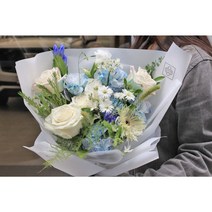 [피오니페페] 블루빛 감성가득 기념일 꽃다발 / 오로라장미 / 특별한 꽃 / 남자친구 꽃다발, 1개