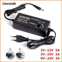 조정 가능한 AC-DC 3V 5V 6V 9V 12V 18V 24 V 범용 어댑터 디스플레이 화면 전압 전원 공급 장치 Adatpor, 07 12V-24V 5A_01 미국
