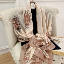 스타일링 스카프 간절기 봄스카프 개성있는 스타일 180x90cm 실크 선스크린 새틴 사계절 비치 패션 여행 프린트 숄