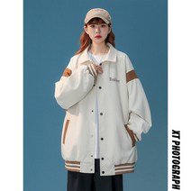 중성가을자수패치자켓 가을루즈커플코트S여성