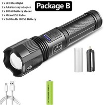 수중써치 다이빙랜턴 500000lm led 손전등 xhp70.2 xhp50.2, 패키지 b