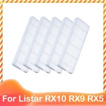 Listar RX10 RX9 RX5 로봇 진공 청소기 롤러 메인 사이드 브러시 Hepa 필터 걸레 교체 예비 부품 액세, 5 filters, 1개