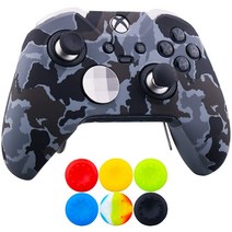 9CDeer 1 x 보호 커스터마이즈 트랜스퍼 프린트 실리콘 커버 스킨 카모프리 + 6 엄지 그립 아날로그 캡 [Xbox One Elite] 컨트롤러용 공식 스테레오 헤드셋 어댑터