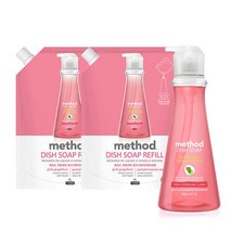 메소드 주방세제 핑크그레이프 용기 532ml+리필 1L 2개, 주방세제 용기532ml+리필 1L 2개