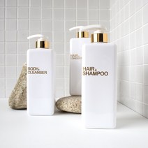 부르크 사각 욕실 디스펜서 샴푸통, 화이트 골드, 해비폰트, HAIR SHAMPOO