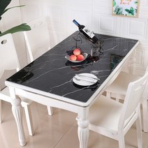 SKANDSALO 식탁매트 불투명 ins대리석무늬 PVC소프트유리 티테이블보 두꺼운보호 물방지 .양식 테이블패드 식탁보, T03-블랙 금강석 무늬, C09-65*130
