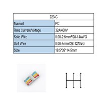 미니 고속 케이블 커넥터 터미널 블록 222 범용 컴팩트 푸시 스프링 접합 플라스틱 와이어 도체 10PCS, 08 222-423-C