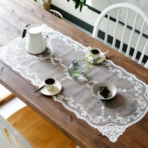 클래식 자수 직사각 레이스 러너 대, 레이스 매트 1장