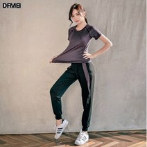 헬스 트레이닝 세트 여성 봄 여름 반팔 러닝 전문 운동복 투피스 슈트 패션 맥스 드라이. 요가복