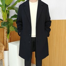 로니제이 남자 가을 겨울 오버핏 울 캐시 싱글 버튼 코트