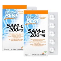 Doctors best 닥터스베스트 SAM-e SAMe 200mg 60정 사데닌 S-아데노실메티오닌 결정셀룰로스 스테아린산마그네슘 스테아릭애씨드 2세트