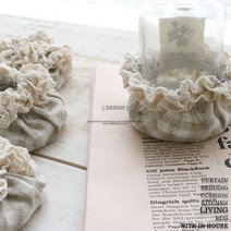 오트밀체크레이스 의자발커버R7cm4p 1set, 4p1set