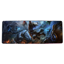 롤 LOL 디자인 마우스 패드 79종 시리즈 리그 오브 레전드 장패드 3mm 두께, 800x300mm + 3mm개, 하늘색 팀 싸움
