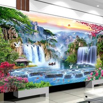 HAPPY 산수화 폭포 계곡 매화 장미 풍경 절경 전체수 보석십자수 DIY키트 B0271, 150x55cm