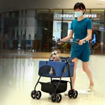 반려동물 강아지유모차 고양이유모차 노령견 개모차 추천, 레드 [바구니 일체형]