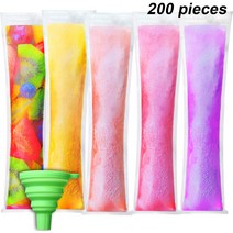 얼음틀 200 개 아이스 캔디 가방 DIY 팝 요구르트 수달 팝스 동결 일회용 파우치 녹색 깔때기 아이스볼 큐브