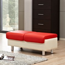 시스타 예쁜 투톤칼라의 다용도 수납형 대기의자 장의자 웨이트소파 csp130(2인 3인) 인조가죽 소파, 2인용-레드(비수납)