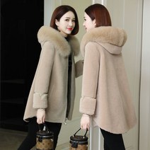 빅사이즈 여성 양털무스탕 후드 모피 패션 램스울 루즈핏 뽀글이 코트